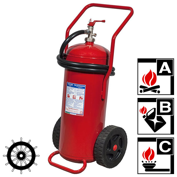 Brannslukker med pulver, A/IIIB/C, 50 kg