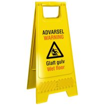 Gulvskilt: "Advarsel/Warning – Glatt gulv/Wet floor"