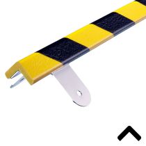 Hjørnebeskytter: Type E, PU, monteringsplate, gul/sort, 1 meter
