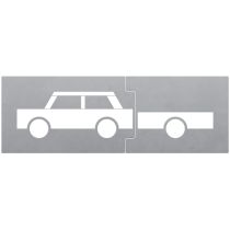 Sjablong: Bil med henger, aluminium, 156 x 36 cm