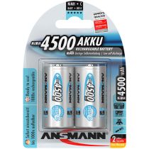 Oppladbart batteri: C – 4500, 1.2V, NiMH, 2 stk