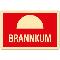 Brannskilt: "Brannkum", metall, 30 x 20 cm