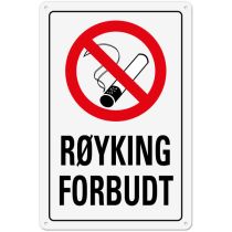 Forbudsskilt: "Røyking forbudt", metall, 20 x 30 cm