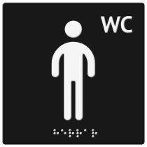 Toalettskilt med punktskrift: WC Herrer, akryl, 125 x 125 mm