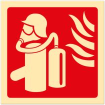 Brannskilt: Røykdykkerutstyr, metall, 20 x 20 cm