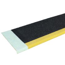 Trappetrinn med antiskli, glassfiber, gul/sort og etterlysende