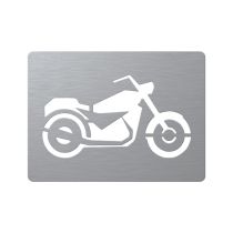 Sjablong: Motorsykkelparkering, aluminium, 125 x 70 cm