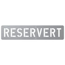 Sjablong: "Reservert", aluminium, 199 x 30 cm