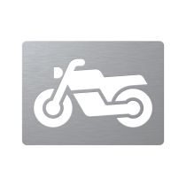 Sjablong: Motorsykkelparkering, aluminium, 125 x 72 cm