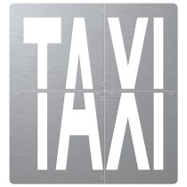 Sjablong: "TAXI", aluminium, 147 x 160 cm