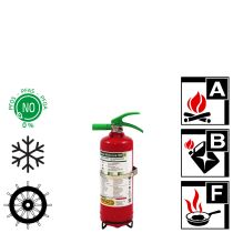 Brannslukker med frostsikkert, fluorfritt skum, 8A/34B/25F, 2 liter