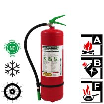 Brannslukker med frostsikkert, fluorfritt skum, 34A/183B/75F, 9 liter