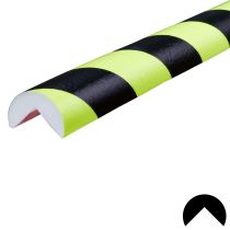 Hjørnebeskytter: Type A, PU, selvklebende, fluorescerende gul/sort, 50 meter