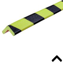 Hjørnebeskytter: Type E, PU, selvklebende, fluorescerende gul/sort, 1 meter