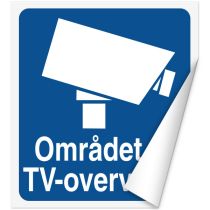 Klistremerke: "Området er TV-overvåket", 10 x 11 cm, 6 stk