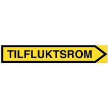 Opplysningsskilt: "Tilfluktsrom" pil høyre, aluminium
