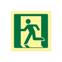 Rømningsveiskilt: Nødutgang venstre, metall, 200 x 200 mm