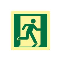 Rømningsveiskilt: Nødutgang høyre, metall, 200 x 200 mm