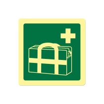 Førstehjelpsskilt: Førstehjelpsveske, metall, 200 x 200 mm