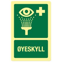 Førstehjelpsskilt: "Øyeskyll", metall, 200 x 300 mm