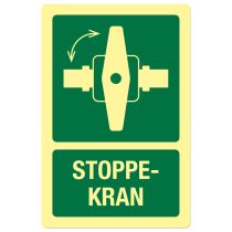 Nødskilt: "Stoppekran", metall, 200 x 300 mm