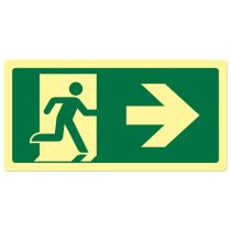 Rømningsveiskilt: Nødutgang pil høyre, metall