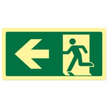 Rømningsveiskilt: Nødutgang pil venstre, metall