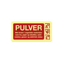 Brannskilt: "Pulver ABC", metall, 200 x 100 mm