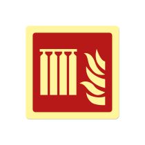 Brannskilt: Fastmontert brannslukningsbatteri, metall, 200 x 200 mm