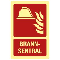 Brannskilt: "Brannsentral", metall, 200 x 300 mm