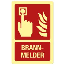 Brannskilt: "Brannmelder", metall, 200 x 300 mm