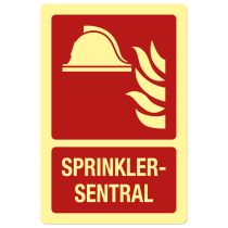 Brannskilt: "Sprinklersentral", metall, 200 x 300 mm