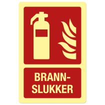 Brannskilt: "Brannslukker", metall, 200 x 300 mm