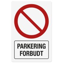 Forbudsskilt: "Parkering forbudt", metall, 200 x 300 mm