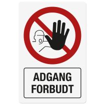 Forbudsskilt: "Adgang forbudt", metall, 200 x 300 mm