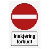 Forbudsskilt: "Innkjøring forbudt", metall, 200 x 300 mm