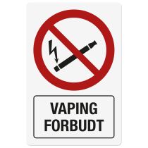 Forbudsskilt: "Vaping forbudt", metall, 200 x 300 mm