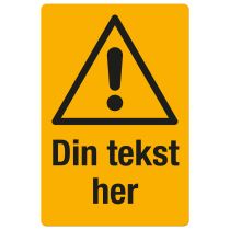 Fareskilt: "Din tekst her", metall, 200 x 300 mm