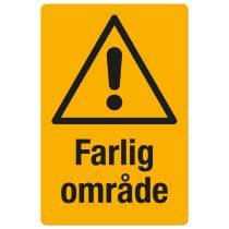 Fareskilt: "Farlig område", metall, 200 x 300 mm