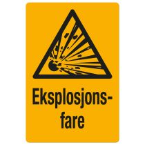 Fareskilt: "Eksplosjonsfare", metall, 200 x 300 mm