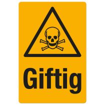 Fareskilt: "Giftig", metall, 200 x 300 mm