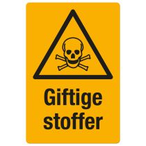 Fareskilt: "Giftige stoffer", metall, 200 x 300 mm