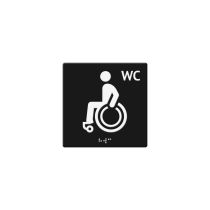 Toalettskilt med punktskrift: WC Forflytningshemmede, akryl, 125 x 125 mm