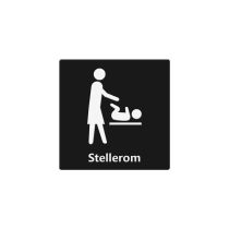 Infoskilt: "Stellerom", PET, 150 x 150 mm