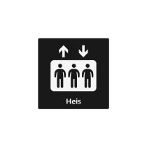 Infoskilt: "Heis", PET, 150 x 150 mm