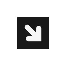 Infoskilt: Diagonal pil, PET, 150 x 150 mm