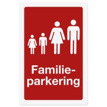 Opplysningsskilt: "Familieparkering", metall, 200 x 300 mm