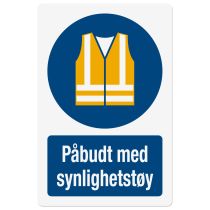 Påbudsskilt: "Påbudt med synlighetstøy", metall, 200 x 300 mm