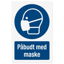 Påbudsskilt: "Påbudt med maske", metall, 200 x 300 mm