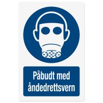 Påbudsskilt: "Påbudt med åndedrettsvern", metall, 200 x 300 mm